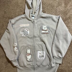 Disney Winnie The Pooh Women’s Full Zip Character Hooded Jacket Oversized XS